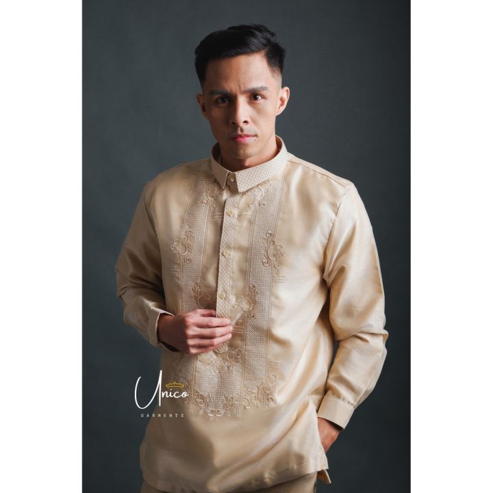 Barong Tagalog for Men Piña Organza with Lining Beige Unico Special