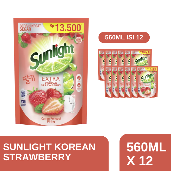 SUNLIGHT SABUN CUCI PIRING KOREAN STRAWBERRY 560ML Isi 12 1 Carton