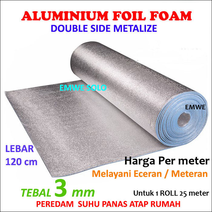 Thermal Foam Busa Aluminium Foil Double Side Alum Alumunium Tebal 3 Mm