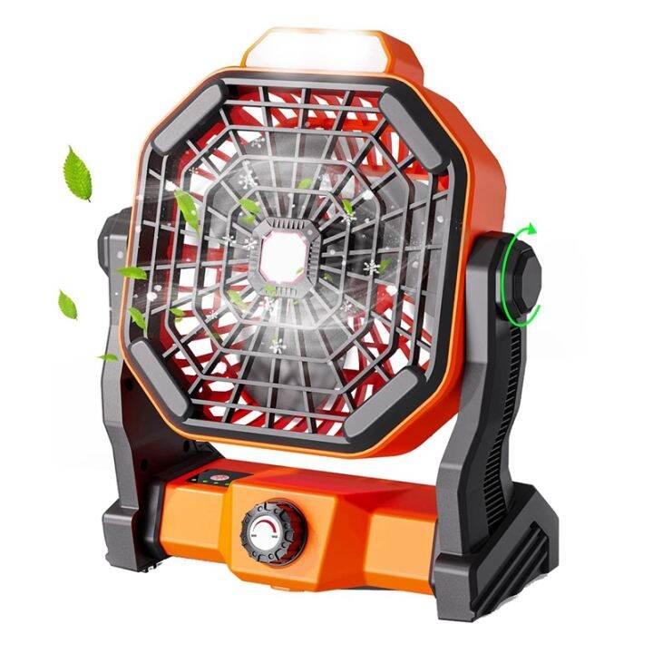 Camping Fan With Led Lantern Rechargeable Fan Portable Outdoor Tent