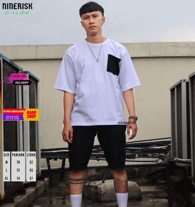 NINERISK Oversize Pocket T Shirt Premium Cotton 24s Korean Style Kaos