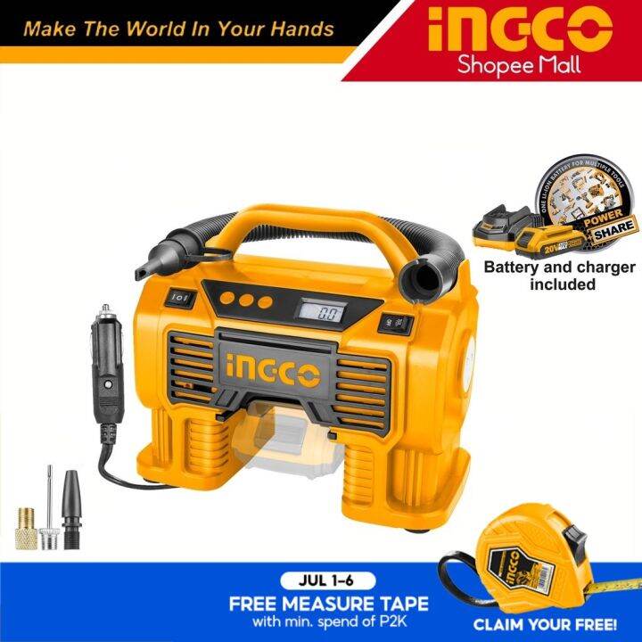 Cod Ingco Cacli V Lithium Ion Cordless Auto Air Compressor Tire