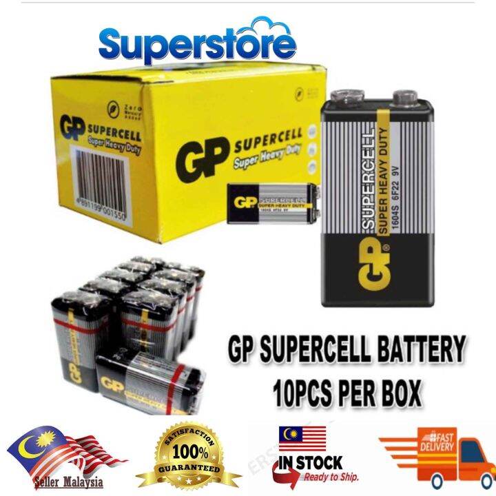 Ready Stock 100 ORIGINAL GP 9V Supercell Battery Heavy Duty Battery