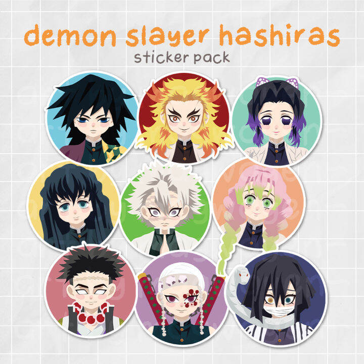 Demon Slayer Hashiras Anime Waterproof Sticker Pack 9 Pcs Lazada PH