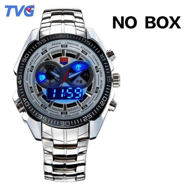 New Hot Qiqinqi Men Watch Tvg Dual Display Analog Digital Quartz