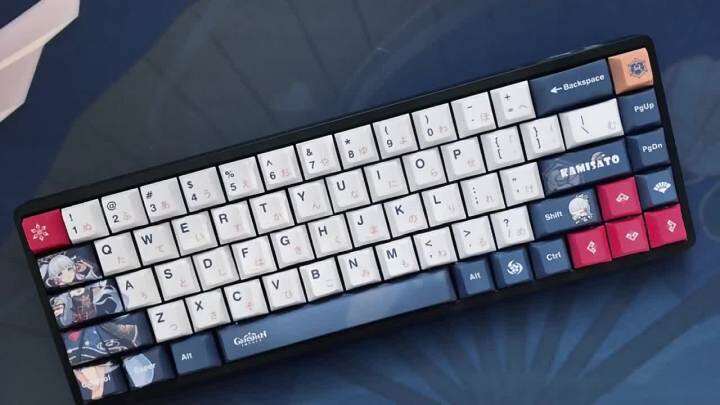 128 Keys Genshin Impact Kamisato Ayaka Game PBT Keycaps Cherry Profile