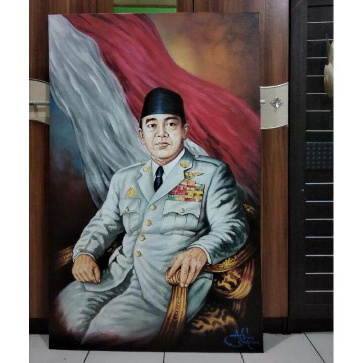 Lukisan Cetak Ir Soekarno Plus Bingkai Ukuran 6545 Lazada Indonesia