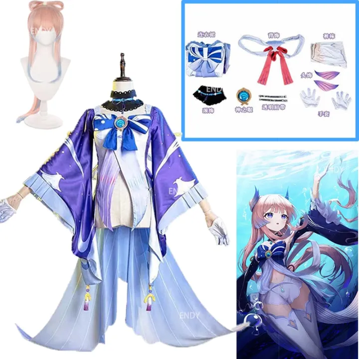 Game Genshin Impact Kokomi Cosplay Costume Sangonomiya Kokomi Wig Shoes