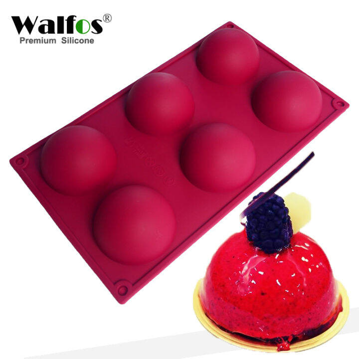 WALFOS Food Grade 6 Cavity Silicone Cake Mold Non Stick Baking Pan