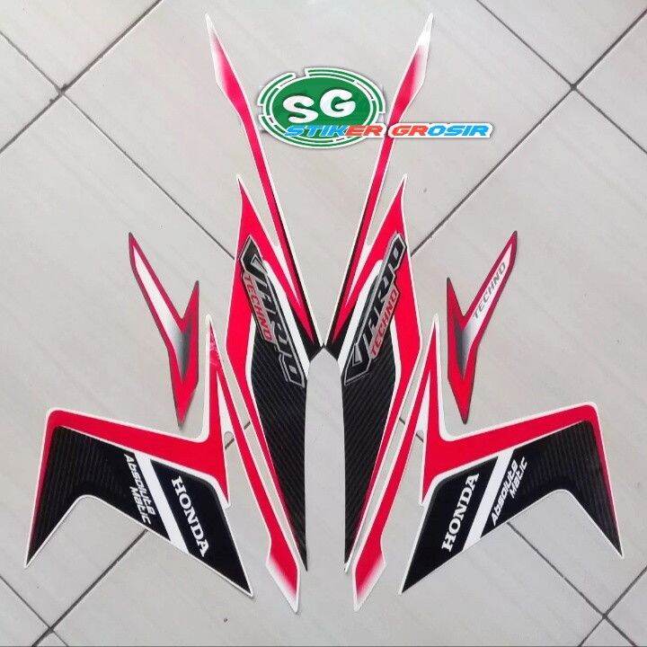 STIKER STRIPING LIS BODY HONDA VARIO TECHNO 110 2011 2012 PUTIH MERAH