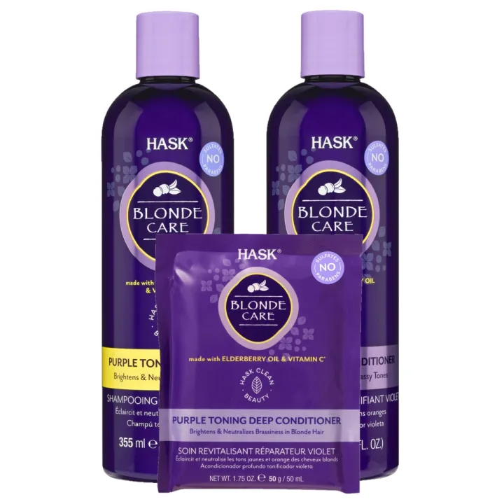 Hask Purple Toning Blonde Care Shampoo And Conditioner Dual W Free