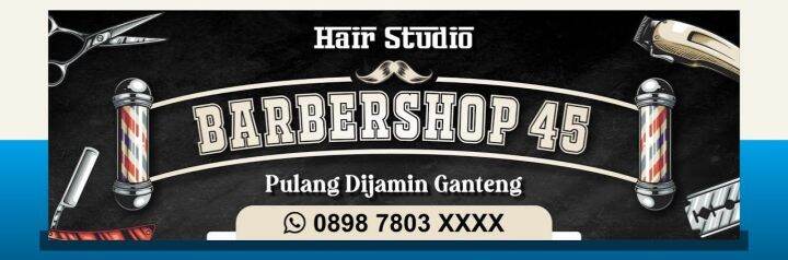 JASA CETAK DAN DESAIN SPANDUK BANNER BARBER SHOP UKURAN 200X70CM Bisa