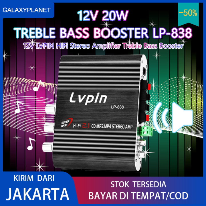 Dikirim Dari Jakarta 12V 20W LVPIN HiFi Stereo Amplifier Treble Bass