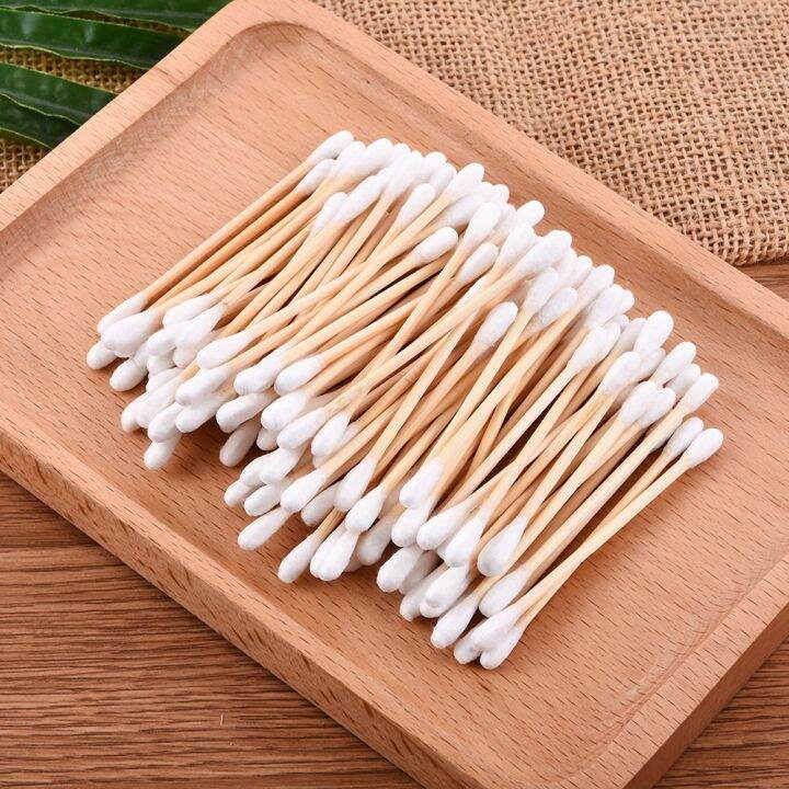 Pcs Double Headed Cotton Swab Bamboo Cotton Swab Wooden Stick