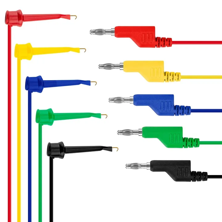 Pcs Test Hook Wire Stackable Banana Plug To Mini Grabber Multimeter