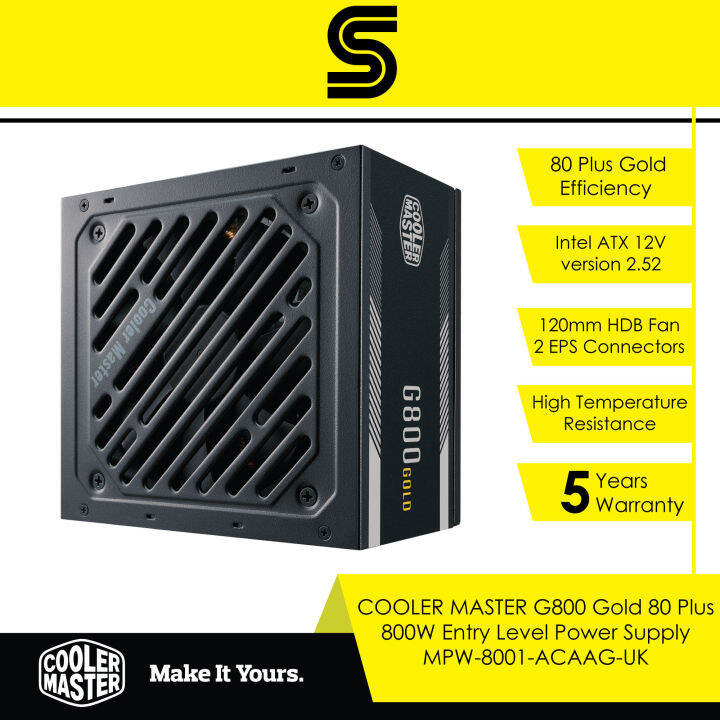 COOLER MASTER G800 Gold 80 Plus 800W Entry Level Power Supply MPW