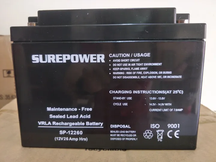 Surepower Maintenance Free Sealed Lead Acid Battery V Ah Lazada