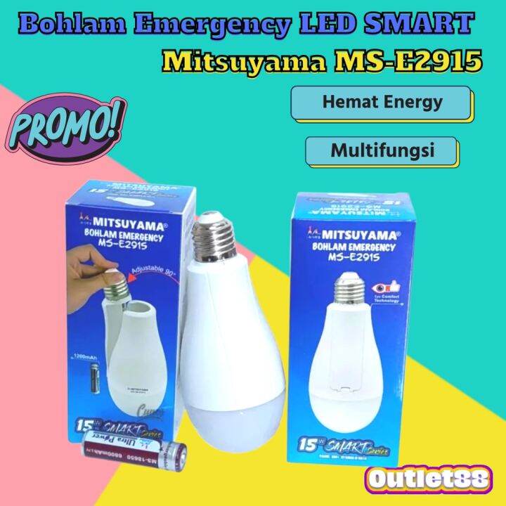 Lampu Emergency W Mitsuyama Ms E Bohlam Darurat Super Terang Bisa