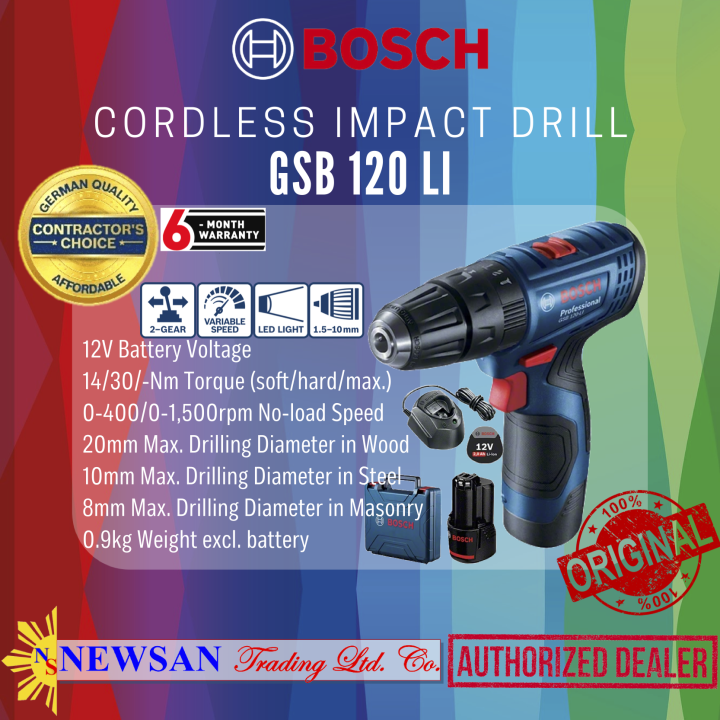 Bosch GSB 120 LI Cordless Impact Drill 06019G81K0 COC Lazada PH