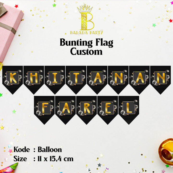 Pcs Bunting Flag Custom Tema Balloon Bendera Ulang Tahun Custom