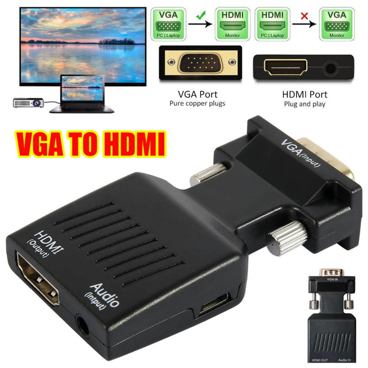 P Vga To Hdmi Video Converter Adapter With Mini Usb Power Cable