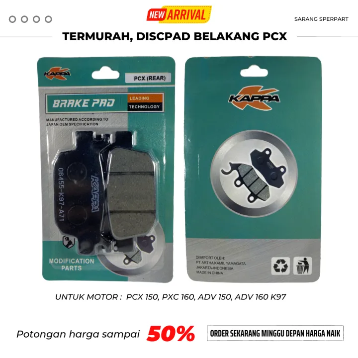 Dispad Kampas Rem Belakang Honda Pcx Lokal Pxc Adv Adv