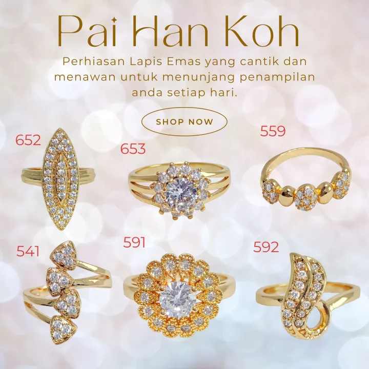 Cincin Wanita Xuping Model Permata Premium Lapis Emas 18k Berbagai