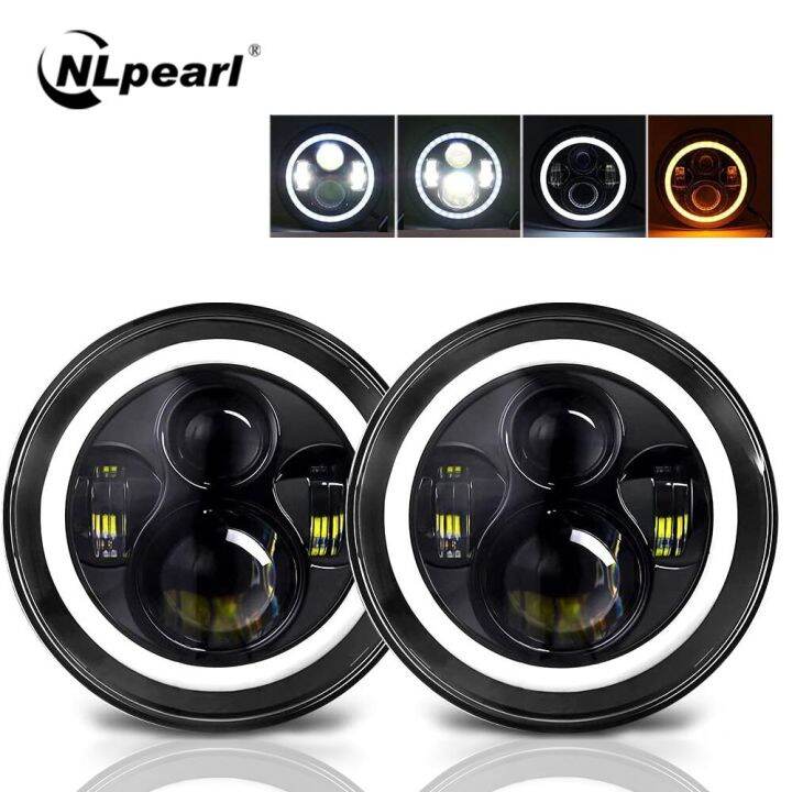 Nlpearl X Inch Led Headlight H Hi Lo With Halo Angel Eyes For Niva