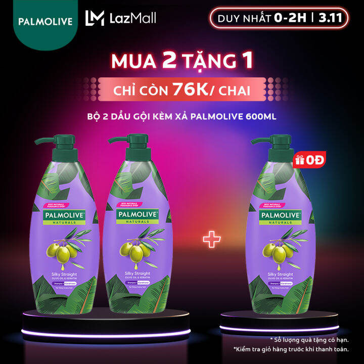 Bộ 2 Dầu gội Palmolive kèm dầu xả chiết xuất thiên nhiên 600ml Lazada vn