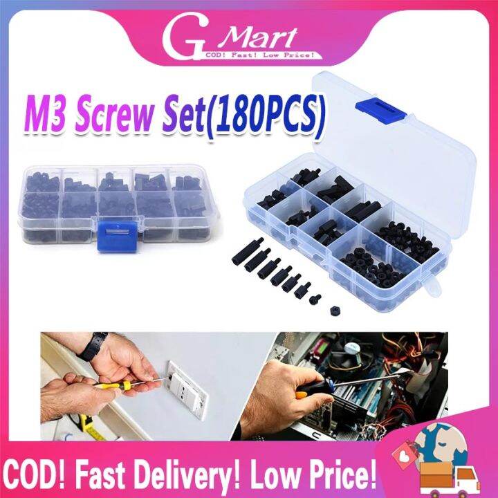 Pcs M Nylon Black M F Hex Spacers Screw Nut Assortment Kit Stand