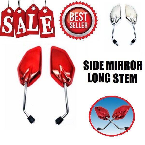 SKY GO Wizard MOTORCYCLE Side Mirror SILVER RED GLOSSY ALLOY STEM