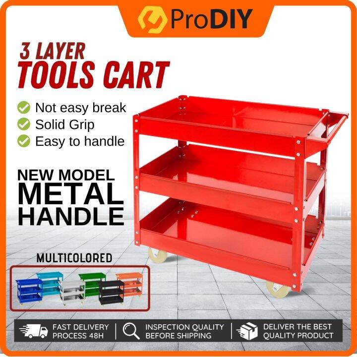 Kg Layers Service Cart Metal Steel Tools Trolley Shelf Storage Rak