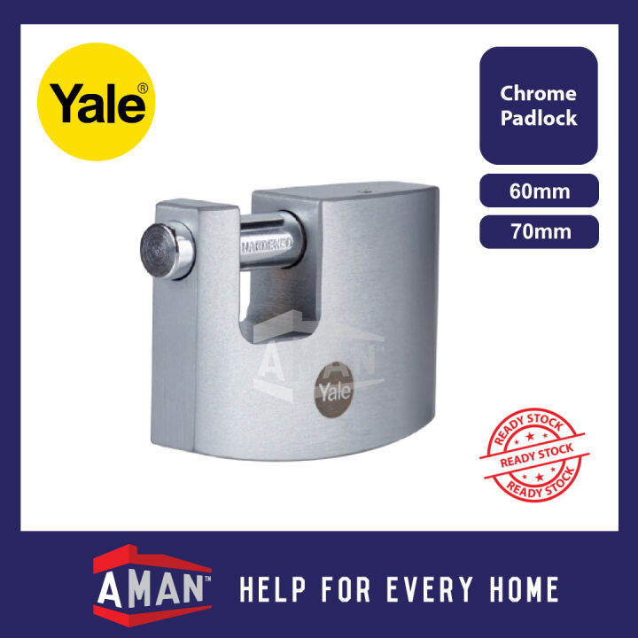 YALE 60mm 70mm Satin Chrome Brass Shutter Padlock With Hardened Steel