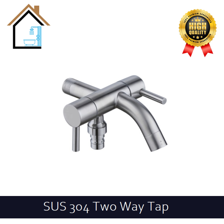 SUS 304 Stainless Steel Two Way Tap Two Way Angle Valve Satin Brushed