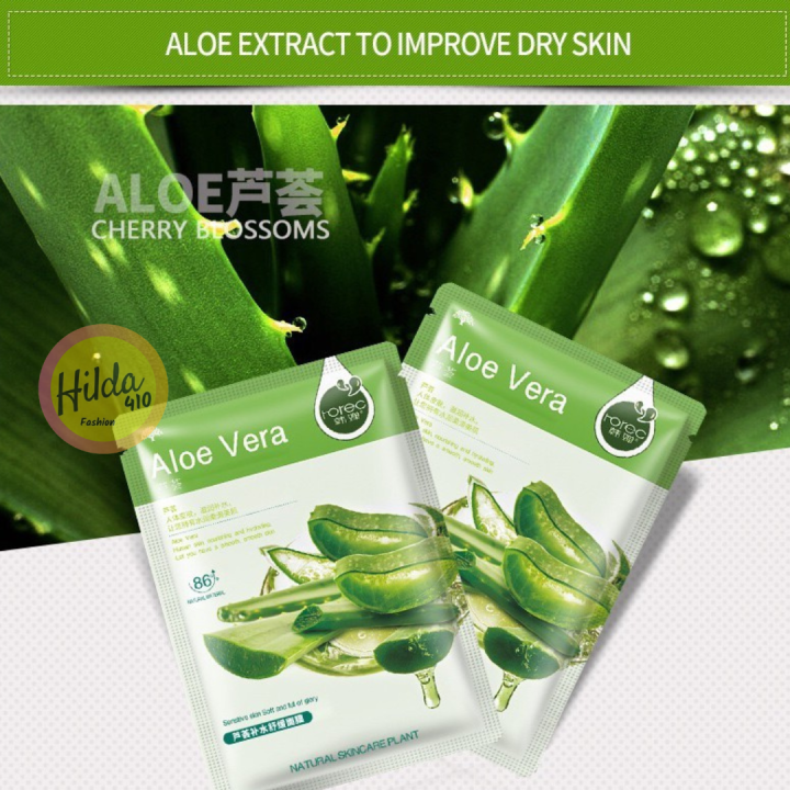 Masker Wajah HCHANA Aloe Vera Lidah Buaya Natural Moisturizing Facial