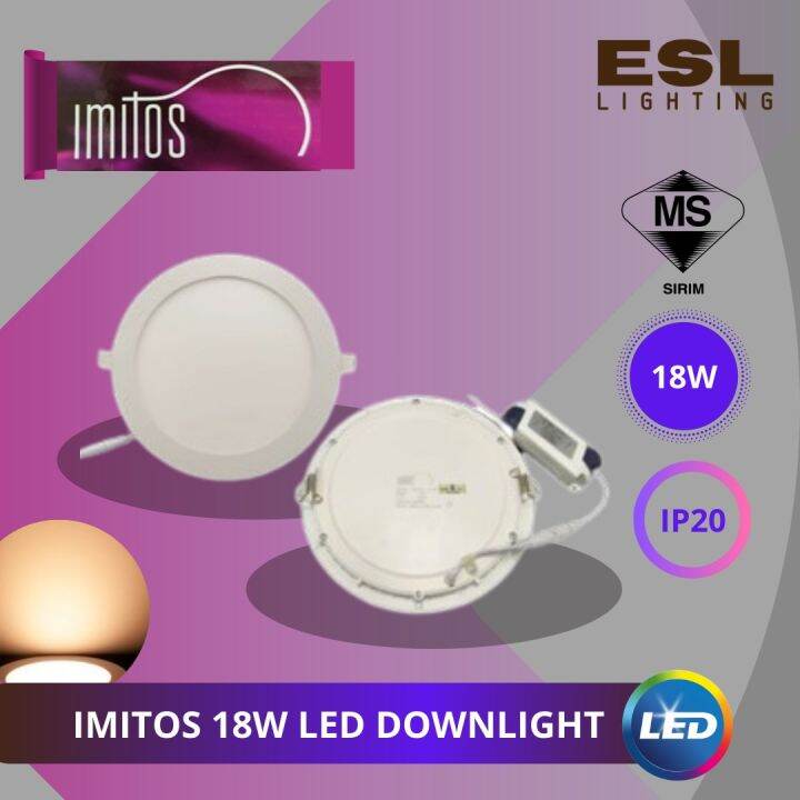 Imitos W Led Downlight Round Warm White Sirim Approved Lazada