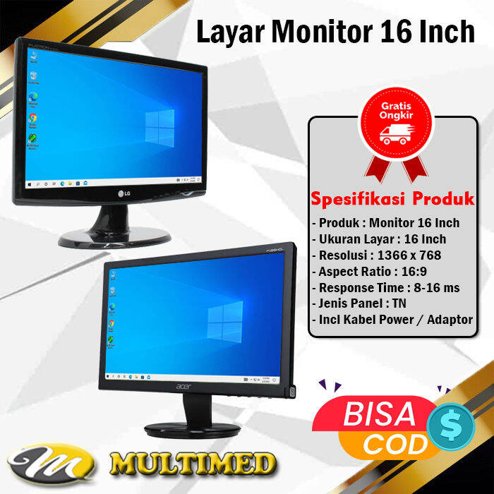 Layar Monitor 16 Inch Second 16 9 TN Panel Lazada Indonesia