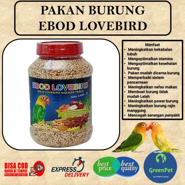 Pakan Burung Ebod Lovebird Kemasan Toples Pakan Burung Lomba Dan Harian