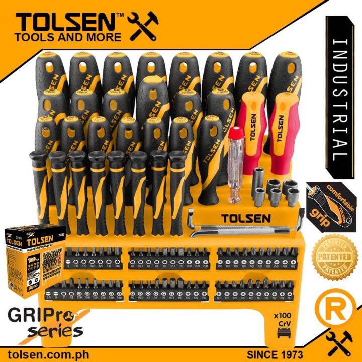 Tolsen 100PCS Magnetic Screwdriver Set W Precision Screw Bit VDE