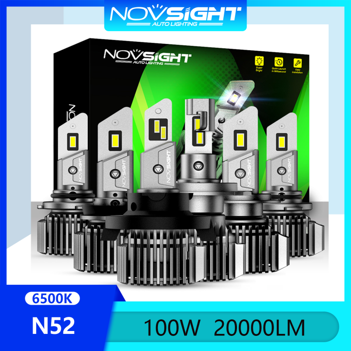 Novsight Terbaru N52 Lampu Mobil LED 100W 20000LM 9005 9006 H7 H11 H4