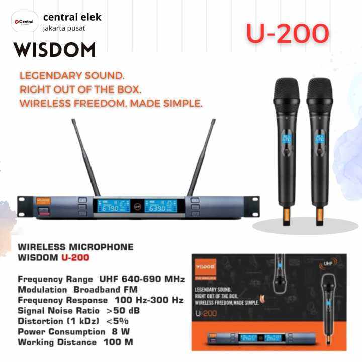 Mic Wireless WISDOM U 200 U200 U 200 Microphone Pegang Handheld