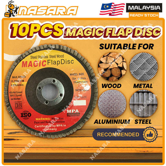 NASARA 10PCS 4INCH MAGIC GRINDER FLAP DISC ABRASIVE SANDPAPER GRIT