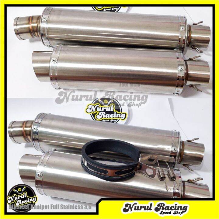 SILENCER KNALPOT BULAT 3 5 INCH FULL STAINLESS TABUNG SLINCER