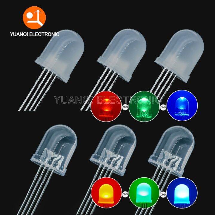 10pcs 10mm 4pins Full Color RGB LED Common Anode Cathode Transparent