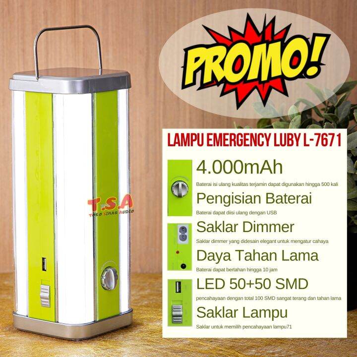 Lampu Darurat Emergency Led LUBY L 7671 Bisa Untuk Power Bank 4000mAh