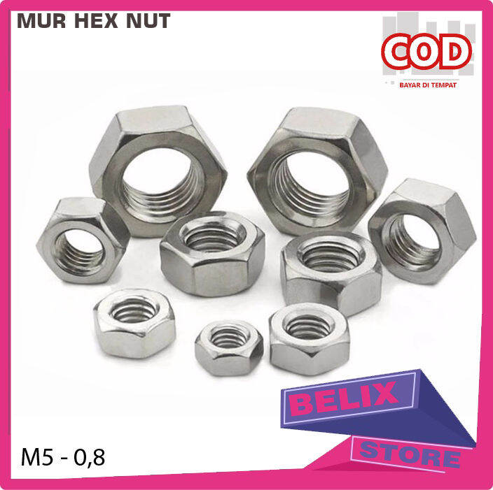 Mur Putih Hex Nut Galvanis M Pitch Kunci Kunci Pass Sekrup