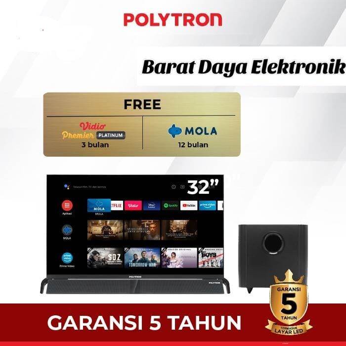 Promo Spesial LED SMART POLYTRON Smart Android Cinemax Soundbar LED TV