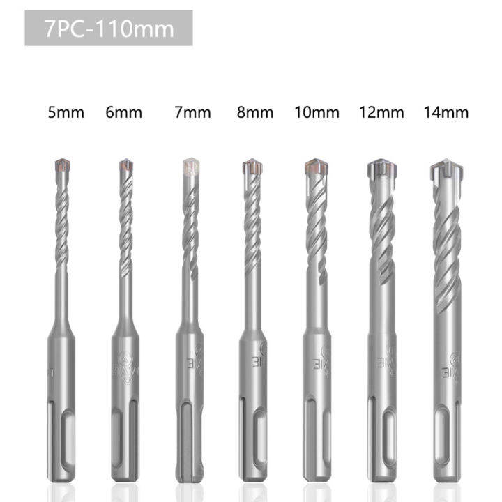 7pcs Set Impact Cross Shaped Round Shank Cemented Carbide Cutting For