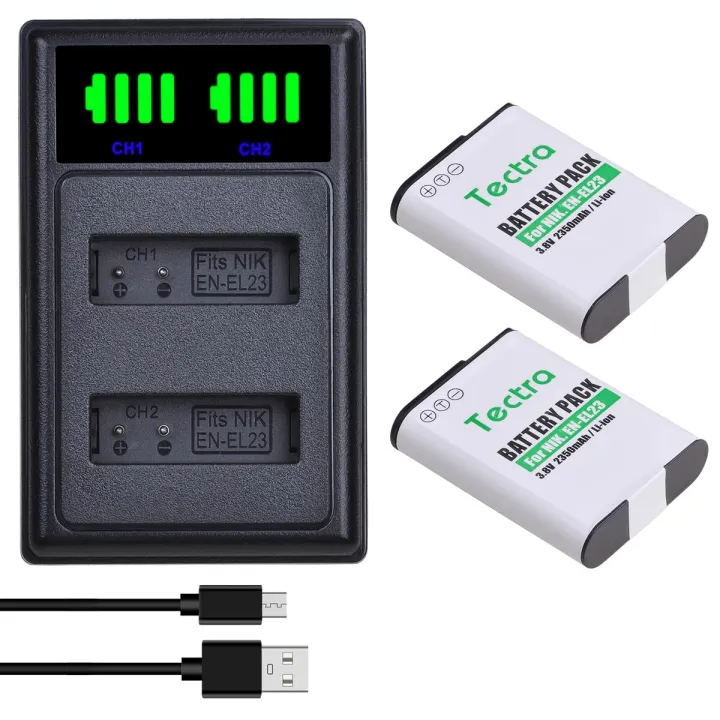 EN EL23 ENEL23 EN EL23 Rechargeable Battery LED USB Dual Charger With