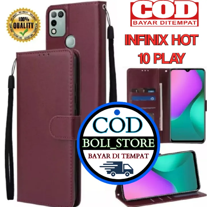 CASING CASE KULIT COCOK UNTUK TIPE HP INFINIX HOT 10 PLAY CASING